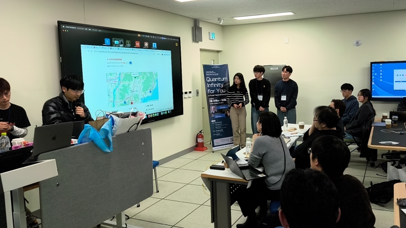 A team giving a demonstration using an app