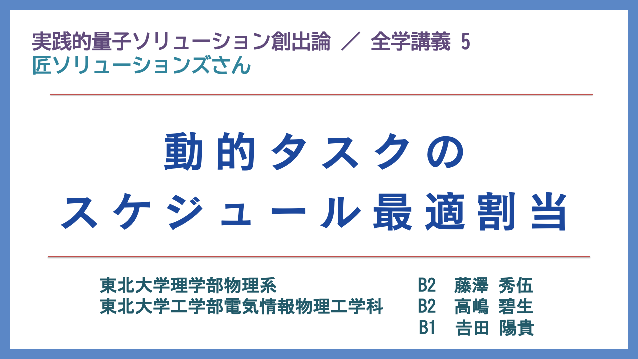 動的タスクのスケジュール最適割当