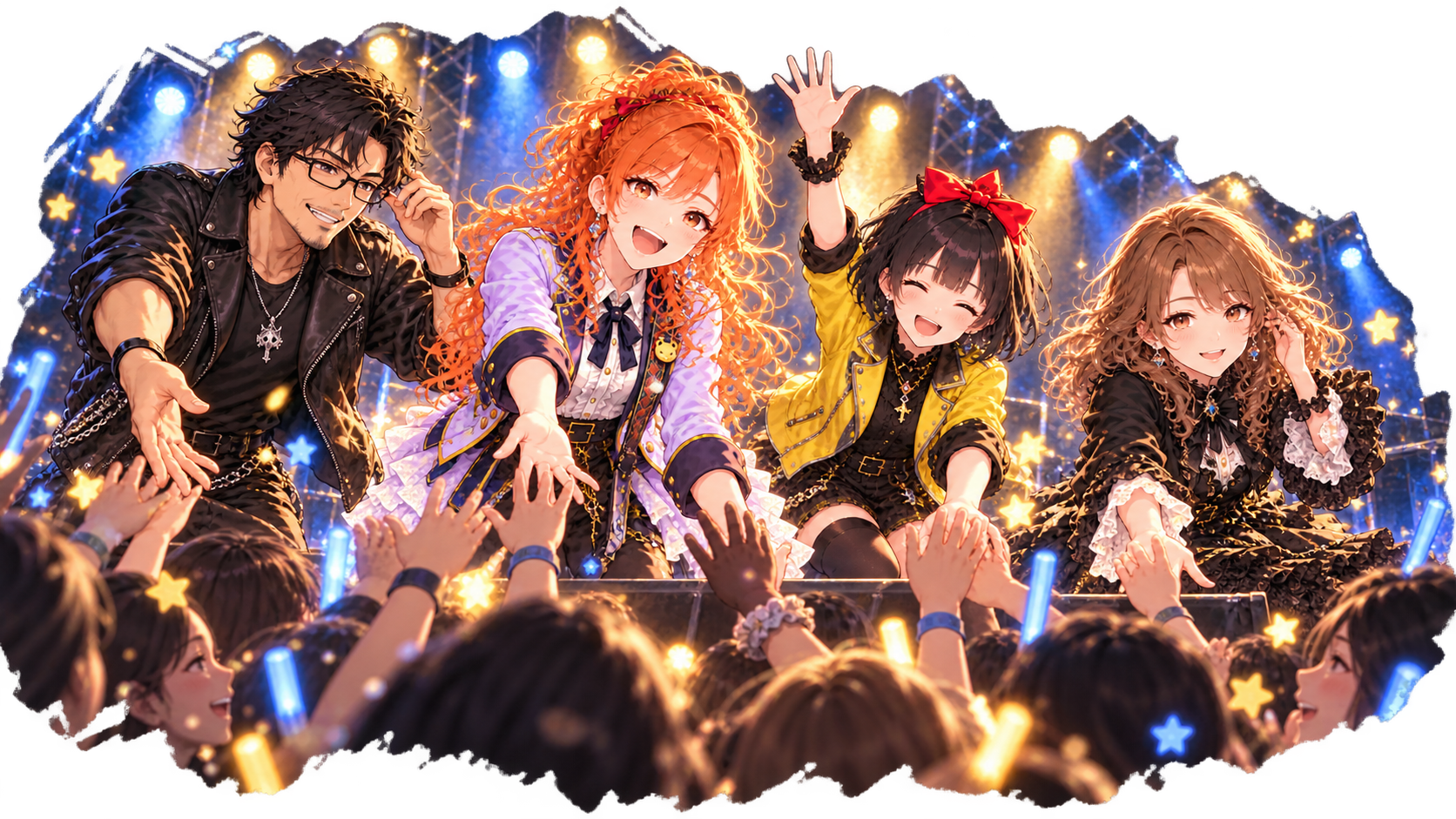 ライブのあと、The Universeの4人が客席のファンと笑顔で手を振り合う